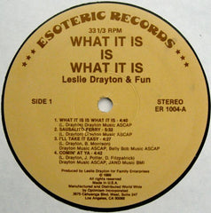 Leslie Drayton & Fun : What It Is Is What It Is (LP, Album)