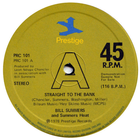 Bill Summers & Summers Heat : Straight To The Bank (12", Dem)