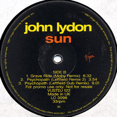 John Lydon : Sun (12", Single, Promo)