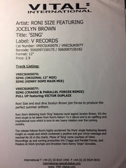 Roni Size : Sing (12", W/Lbl)