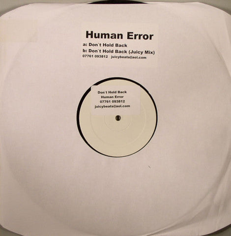 Human Error (8) : Don't Hold Back (12", Promo, W/Lbl, Sti)