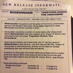 Sidewinder : Crack The Crackers / Together (12", Promo, W/Lbl, Sti)