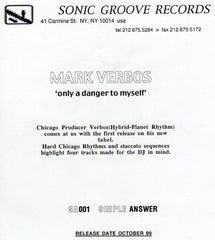 Verbos* : Only A Danger To Myself (12", Promo, W/Lbl)