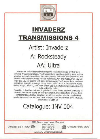 Invaderz : Roksteady / Ultra (12", Promo, W/Lbl)