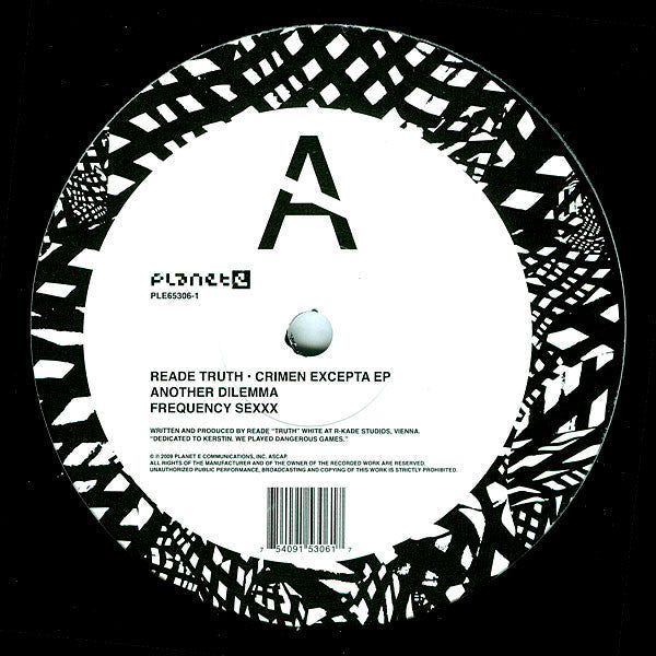 Reade Truth : Crimen Excepta EP (12", EP)