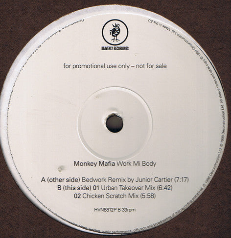 Monkey Mafia Featuring Patra : Work Mi Body (12", Promo)