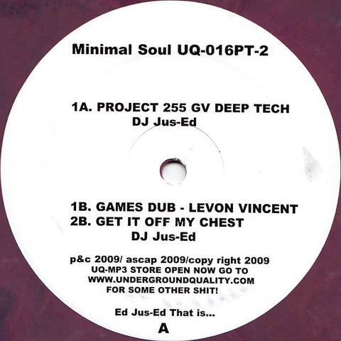 Jus-Ed / Levon Vincent : Minimal Soul Part 2 (12", Red)
