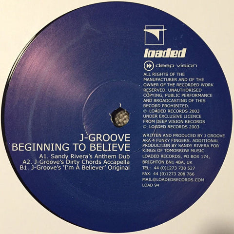 J-Groove : Beginning To Believe (12")