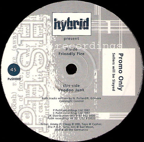 hybrid A.D. : Friendly Fire / Voodoo Junk (12", Promo)