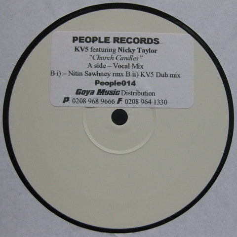 KV5 featuring Nicky Taylor : Church Candles (12", Promo, W/Lbl)