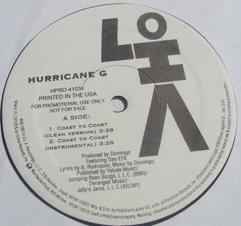 Hurricane G. : Coast To Coast (12", Promo)