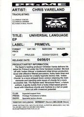 Chris Vareland : Universal Language E.P. (12", EP, W/Lbl)