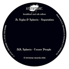 Sigha & Spherix / Spherix : Separation / Lesser People (12")