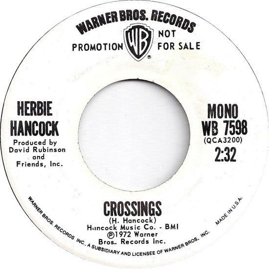 Herbie Hancock : Crossings (7", Promo)