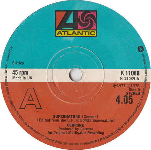 Cerrone : Supernature (7", Single)
