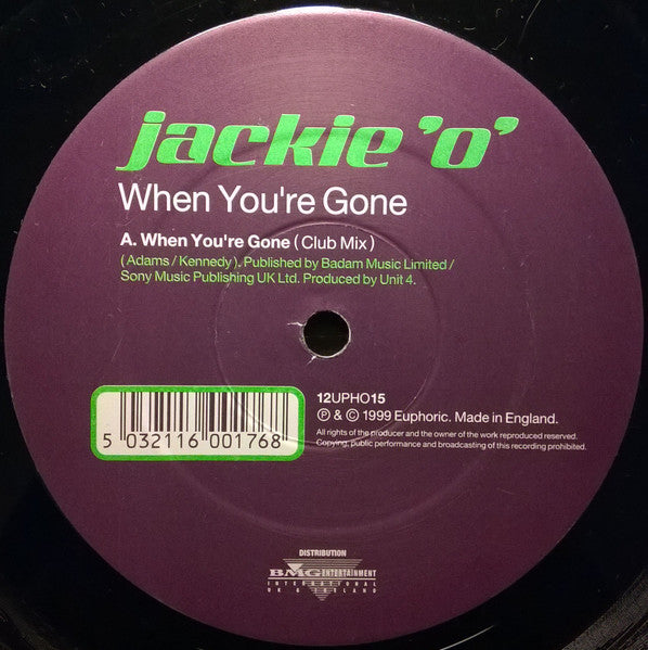Jackie 'O' : When You're Gone / Breakfast At Tiffany's (12")