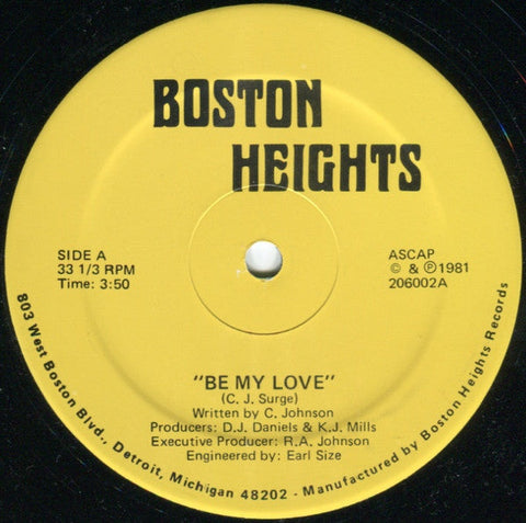 C.J. Surge : Be My Love / I Wanna Love Ya (12", Single)