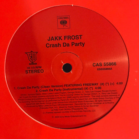 Jakk Frost : Crash Da Party / Blast Wit Us (12")