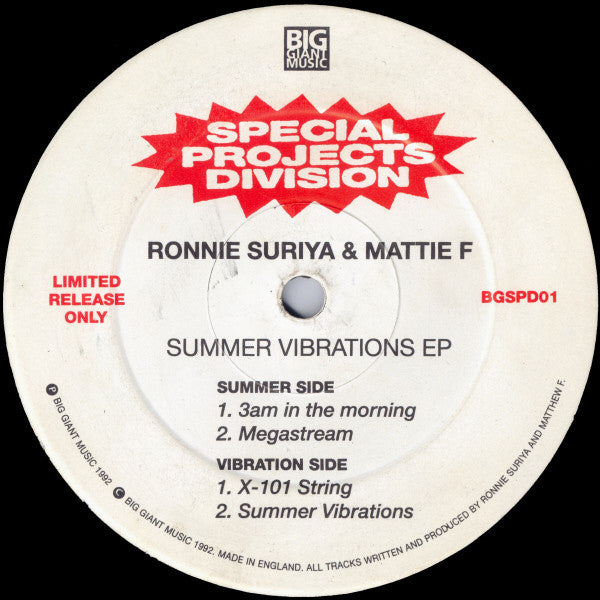 Ronnie Suriya & Mattie F : Summer Vibrations EP (12", EP, Ltd)