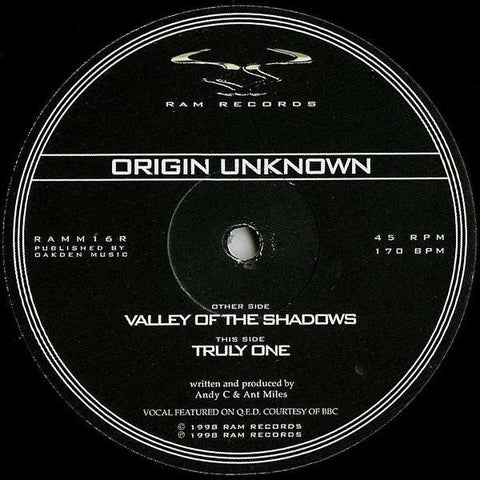 Origin Unknown : Valley Of The Shadows / Truly One (12", RP)