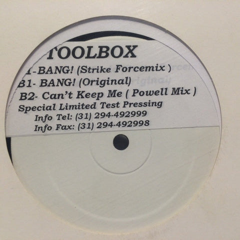 Toolbox (3) : Bang / Can't Keep Me (12", Promo, TP, W/Lbl)