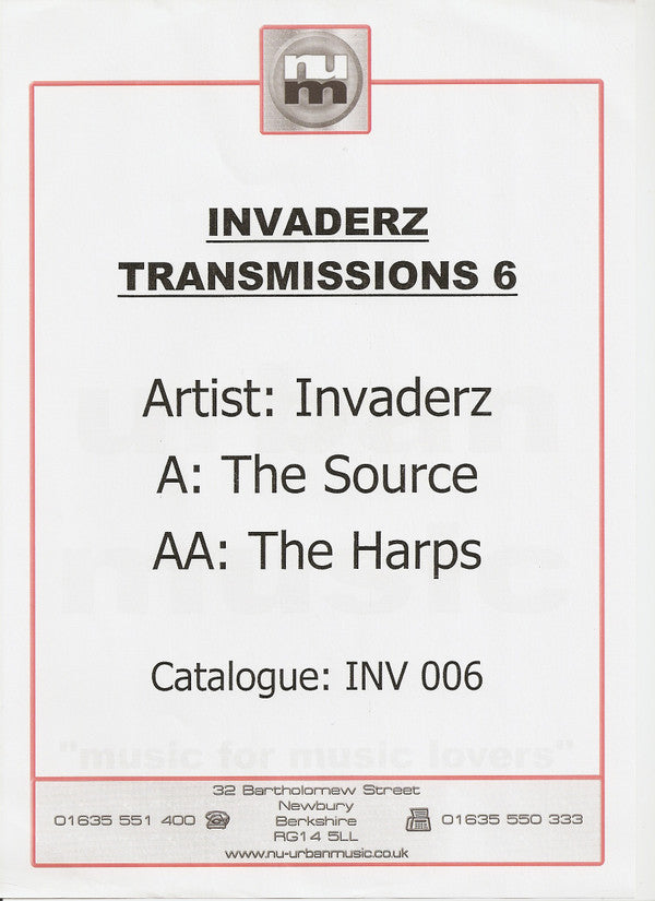 Invaderz : The Source / The Harps (12", Promo, W/Lbl)