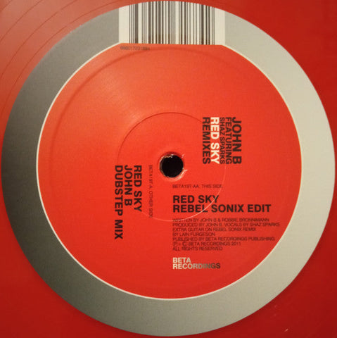 John B Featuring Shaz Sparks : Red Sky (Remixes) (12", Red)