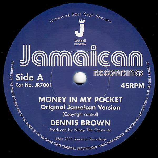 Dennis Brown : Money In My Pocket (7", Single, RE)
