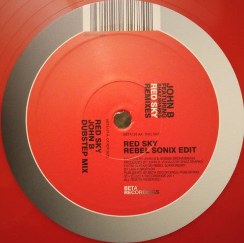 John B Featuring Shaz Sparks : Red Sky (Remixes) (12", Red)