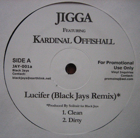 Jigga Featuring Kardinal Offishall : Lucifer (Black Jays Remix) (12", Promo, Unofficial)