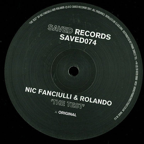 Nic Fanciulli & DJ Rolando : The Test (12", S/Sided)