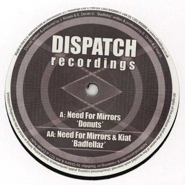 Need For Mirrors & Kiat : Donuts / Badfellaz (12")