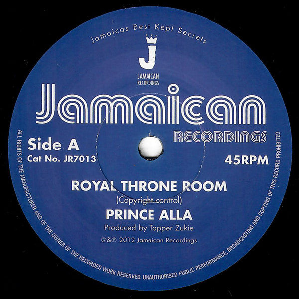 Prince Alla : Royal Throne Room / Hail Rastafari (7", Single)