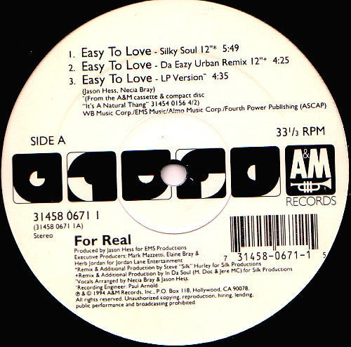 For Real : Easy To Love (12")