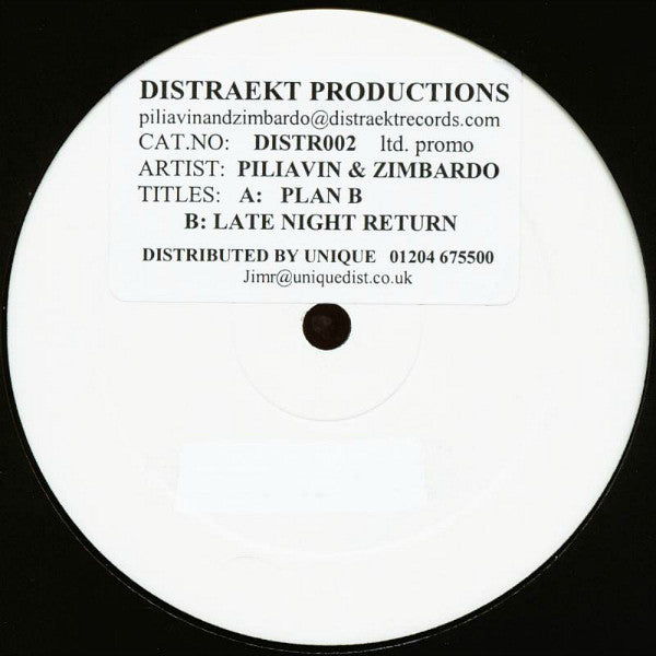 Piliavin & Zimbardo : Plan B (12", Ltd, Promo, W/Lbl, Sti)