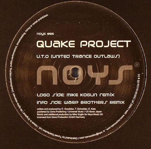 Quake Project : U.T.O (United Trance Outlaws) (12")