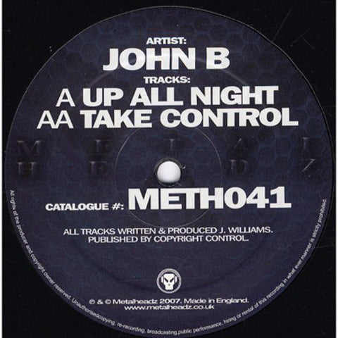 John B : Up All Night / Take Control (12", RP)