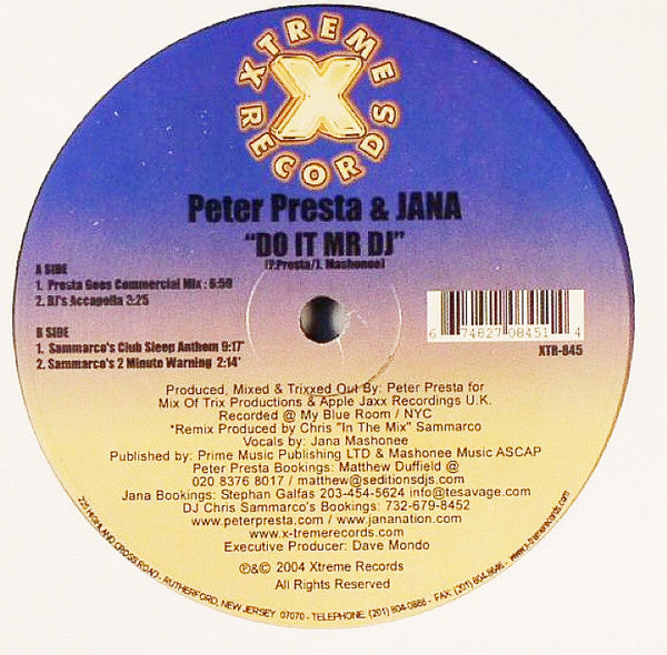 Peter Presta & Jana : Do It Mr DJ (12")