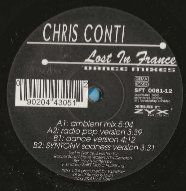 Chris Conti : Lost In France (Dance Mixes) (12")