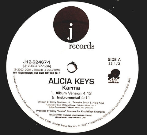 Alicia Keys : Karma (12", Promo)