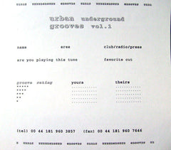 Unknown Artist : Urban Underground Grooves Vol 1 (12")