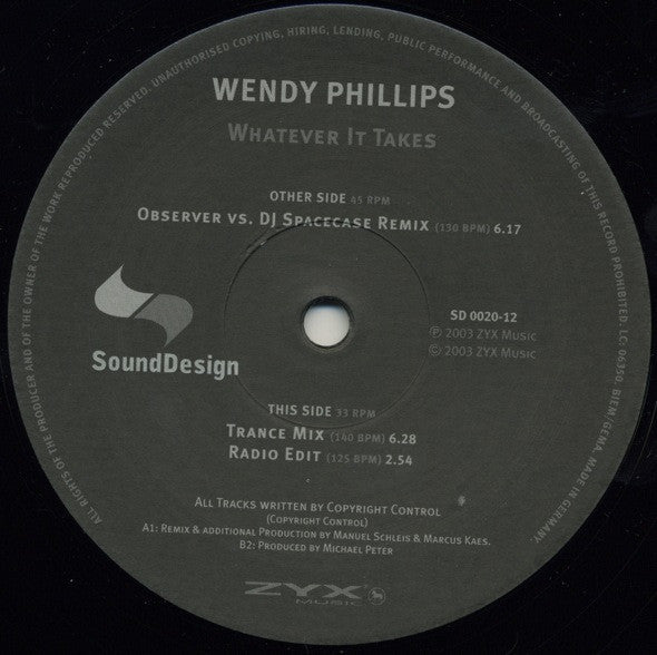 Wendy Phillips : Whatever It Takes (12")