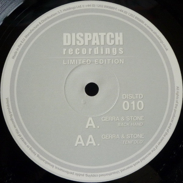 Gerra & Stone : Back Hand / Ten Fold (10", Ltd)