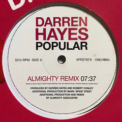 Darren Hayes : Popular (12", Promo)