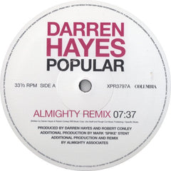 Darren Hayes : Popular (12", Promo)