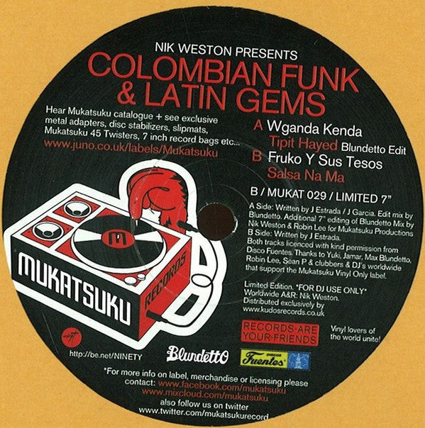 Nik Weston Presents Wganda Kenya / Fruko Y Sus Tesos : Colombian Funk & Latin Gems (7", Ltd)