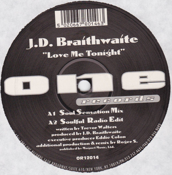 J.D. Braithwaite : Love Me Tonight (12", Bla)