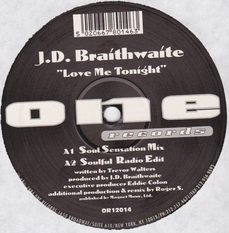J.D. Braithwaite : Love Me Tonight (12", Bla)