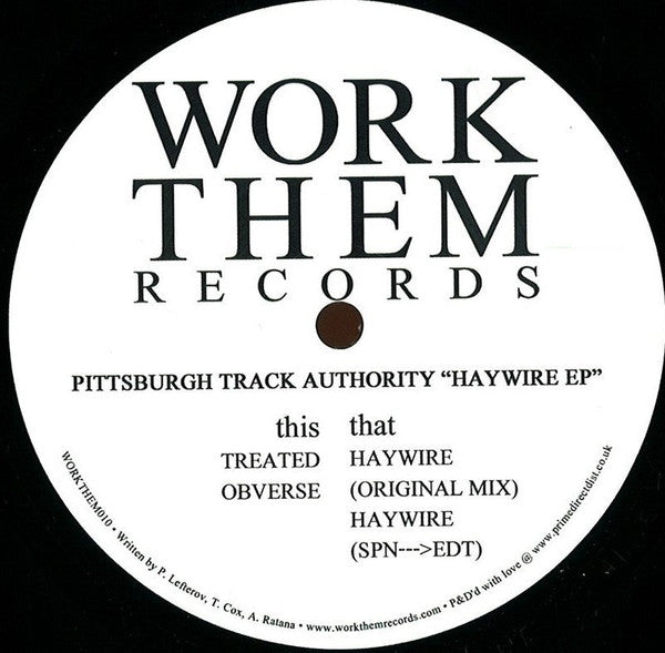 Pittsburgh Track Authority : Haywire EP (12", EP)