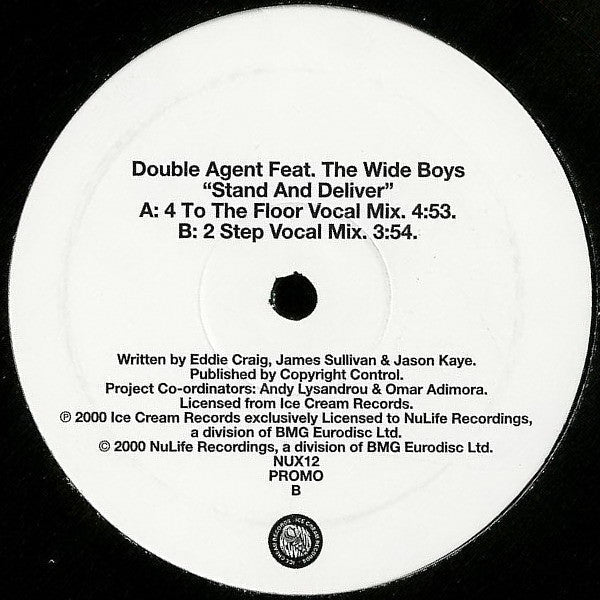 Double Agent Feat. The Wideboys : Stand And Deliver (12", Promo)